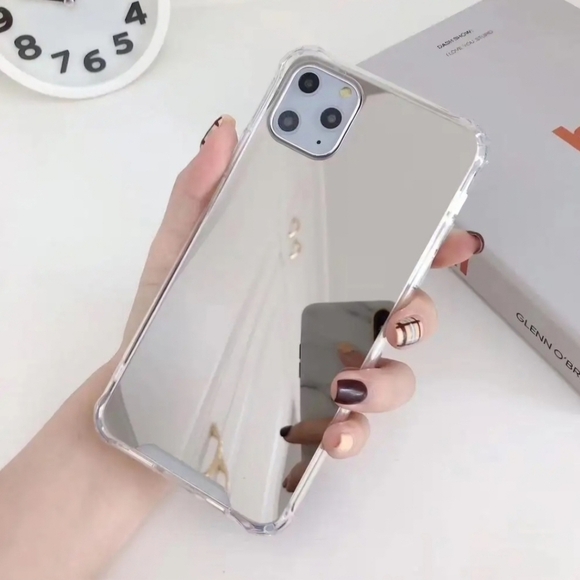 None Other - 13 Pro Chic Silver Reflective Mirror Phone Case iPhone Stylish & Protective